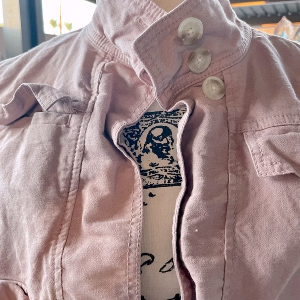 LOFT Dusty Rose Pink Petite Button Up / Down Utility Jacket Cotton & Linen XSP - Picture 6 of 16